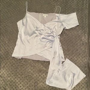 light blue silk tank